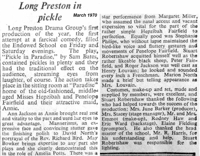 Pickle in Paradise - Mar 1970.JPG - Long Preston Drama Group - Pickle in Paradise - Mar 1970 - Review